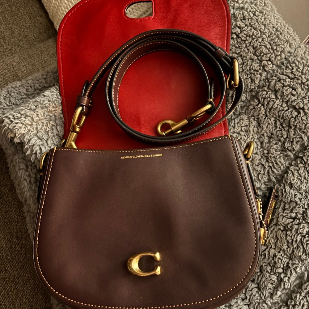 Coach Dark Brown Leather Crossbody Saddle Bag - Picture 2 of 2